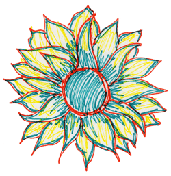 Drawing of ladybug on leaf.